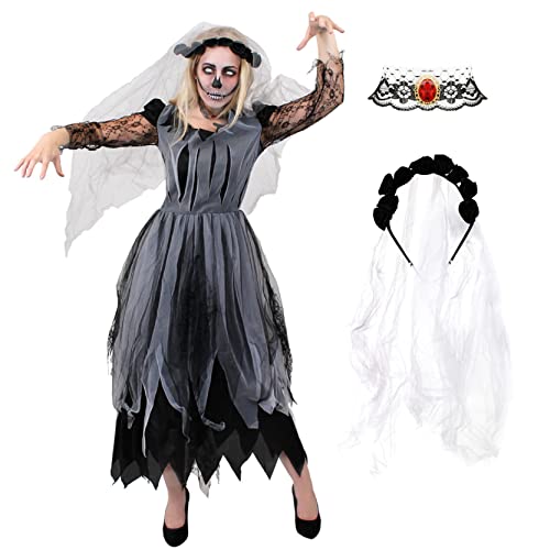 I LOVE FANCY DRESS LTD Disfraz DE Novia Muerta Conjunto TEMATICO para Adultos DE 3 Piezas Halloween (S)