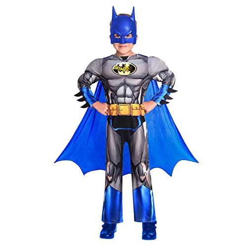 amscan-Disfraz Inf. W.B.: Batman El Intrepido T.4-6 Años, color azul, (361-9906622_0194099003872)