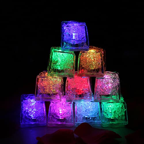 12 piezas Cubitos de Hielo LED, Cubitos de hielo de colores, Colorido Luces LED Decorativas, Luz del sensor de líquido, Lámpara LED decorativas, Decoración para Fiesta Boda Party Cumpleaños Club y Bar